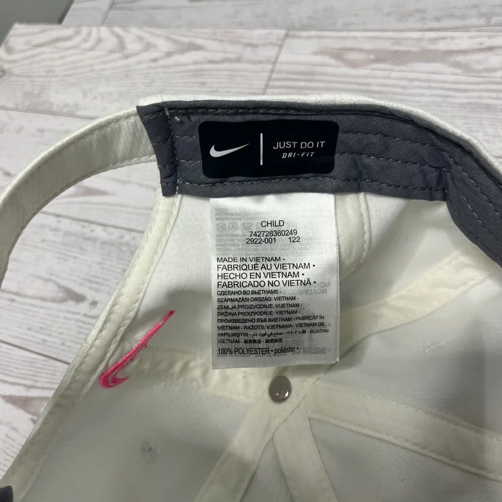 Nike Kids Dri-FIT White Baseball Hat Multi-Color Swoosh Adjustable Cap 2922-001